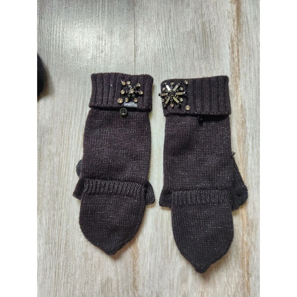 NWT Victoria’s Secret Snowflake Sparkle Winter Set Headband Convertible Mittens